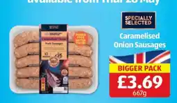 Aldi Caramelised Onion Sausages offer