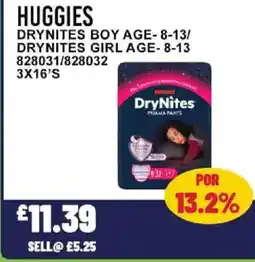 Bestway HUGGIES Drynites boy age-8-13/ drynites girl age- 8-13 offer