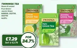 Bestway TWININGS TEA Green & Lemon/ Pure Green/ Jasmin Green offer