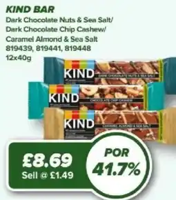 Bestway KIND BAR Dark Chocolate Nuts & Sea Salt/ Dark Chocolate Chip Cashew/ Caramel Almond & Sea Salt offer