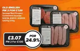 Bestway OLD ENGLISH Sausage/Beef Burgers/ Cumberland Sausage offer