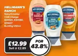 Bestway HELLMANN'S RANCH Spicy/Creamy/ Chilli Charger offer