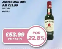 Bestway JAMESONS 40% offer