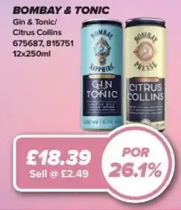 Bestway BOMBAY & TONIC Gin & Tonic/ Citrus Collins offer