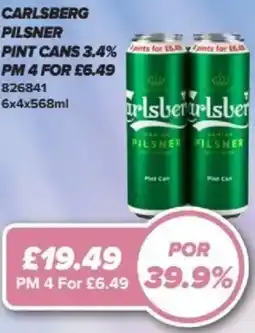 Bestway Carlsberg pilsner pint cans 3.4% offer