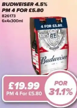 Bestway Budweiser 4.5% offer