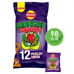 Iceland Walkers Monster Munch Pickled Onion Multipack Snacks Crisps 12 x 20g offer