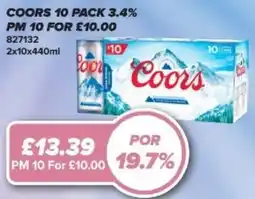 Bestway Coors 10 pack 3.4% offer