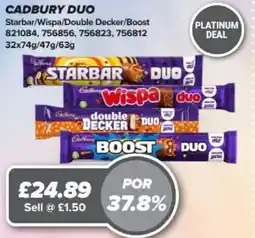 Bestway CADBURY DUO Starbar/Wispa/Double Decker/Boost offer