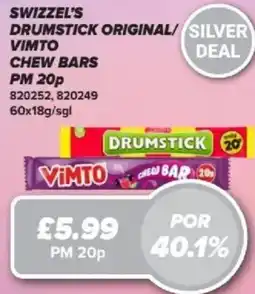 Bestway SWIZZEL'S Drumstick original/ vimto chew bars offer