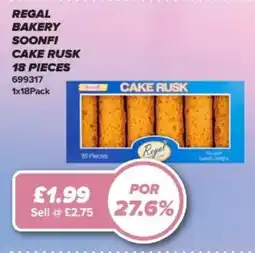 Bestway Regal bakery soonfi cake rusk 18 pieces offer