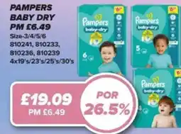 Bestway PAMPERS Baby dry offer