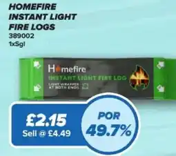 Bestway HOMEFIRE Instant light fire logs offer