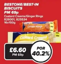 Bestway BESTONE/BEST-IN Biscuits Custard Creams/Ginger Rings offer