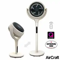 Costco AirCraft LUME Ultra Quiet 2 in 1 Air Circulator Fan With Remote & LED Backlight in Stone White offer