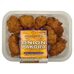 Iceland Mrs Unis Spicy Foods Onion Pakora with a Spicy Chilli Dip 200g offer