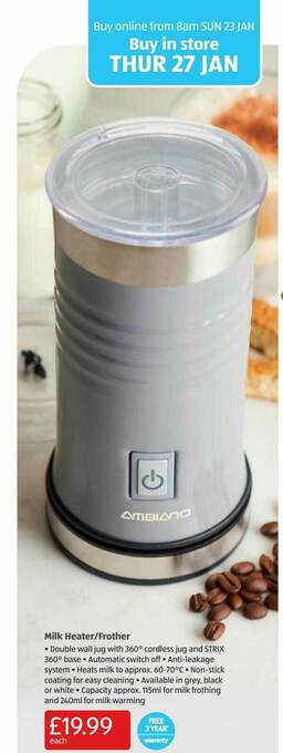 Aldi Milk Heater Frother offer