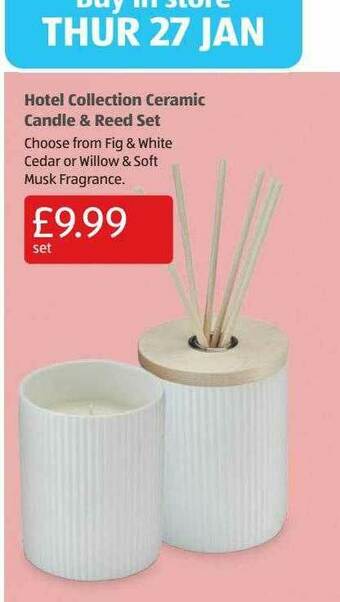 Aldi Hotel Collection Ceramic Candle & Reed Set offer