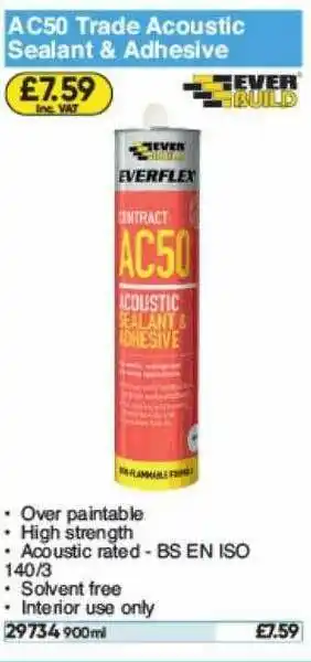 Toolstation Ever Build Ac50 Trade Acoustic Sealant & Adhesive offer