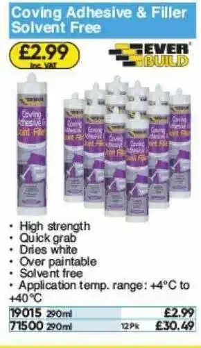 Toolstation Ever Build Coving Adhesive & Filler Solvent Free offer