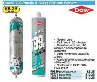Toolstation Dowsil 799 Plastic & Glass Silicone Sealant offer