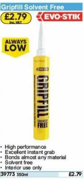 Toolstation Evo-stik Gripfill Solvent Free offer