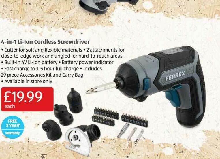 4in1 Liion Cordless Screwdriver offer at Aldi