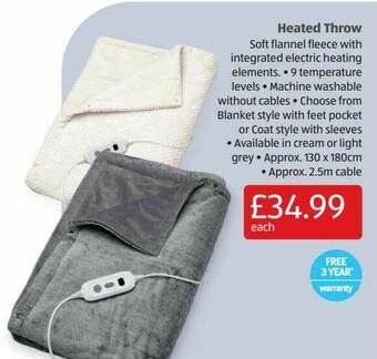 Aldi Heated Throw offer