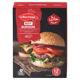 Iceland Crown Farms 12 Beef Burgers 780g offer
