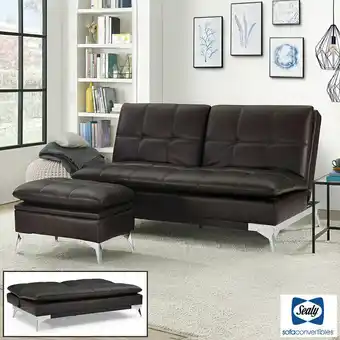 Costco Sealy Brown Convertible Eurolounger with Storage Ottoman offer