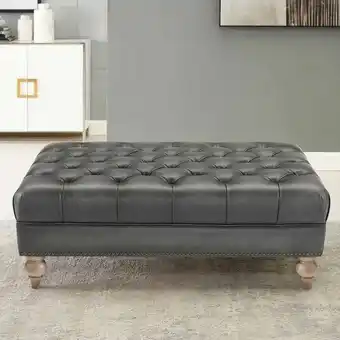 Costco Allington Grey Leather Chesterfield Footstool offer
