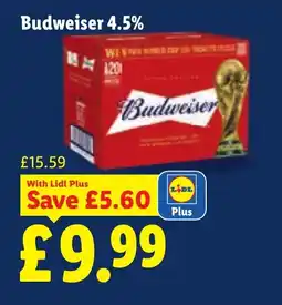 Lidl Budweiser 4.5% offer