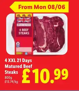 Lidl 4 XXL 21 Days Matured Beef Steaks offer