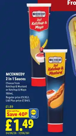 Lidl MCENNEDY 2 in 1 Sauces offer