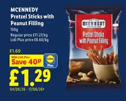 Lidl MCENNEDY Pretzel Sticks with Peanut Filling offer