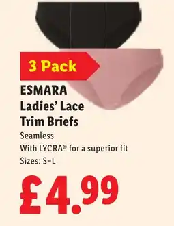 Lidl ESMARA Ladies' Lace Trim Briefs offer