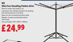 Lidl W5 20m Free-Standing Clothes Airer offer