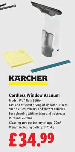 Lidl KÄRCHER Cordless Window Vacuum offer