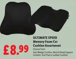 Lidl ULTIMATE SPEED Memory Foam Car Cushion Assortment offer