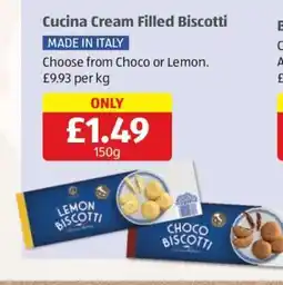 Aldi Cucina Cream Filled Biscotti offer