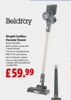 Lidl Beldray Airapid Cordless Vacuum Cleaner offer