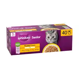 Iceland WHISKAS Senior 7+ POULTRY Feasts Wet Cat Food Pouches in Jelly 40 x 85g offer
