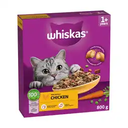 Iceland WHISKAS 1+ Dry CHICKEN Cat Food 800g offer