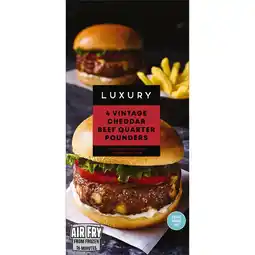 Iceland Iceland Luxury 4 Vintage Cheddar Beef Quarter Pounders 454g offer