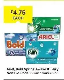 SuperValu Ariel, Bold Spring Awake & Fairy Non Bio Pods offer