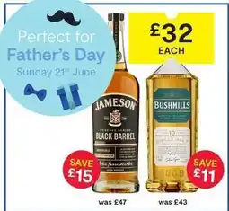 SuperValu Jameson Black Barrel & Bushmills 10 Single Malt offer