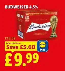 Lidl Budweiser 4.5% offer