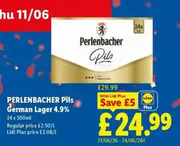 Lidl PERLENBACHER Pils German Lager 4.9% offer