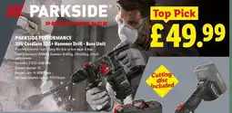 Lidl PARKSIDE PERFORMANCE 20V Cordless SDS+ Hammer Drill - Bare Unit offer