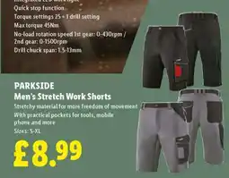 Lidl PARKSIDE Men’s Stretch Work Shorts offer